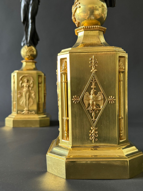 P.P.Thomire, grande paire de candélabres d'époque Empire. 