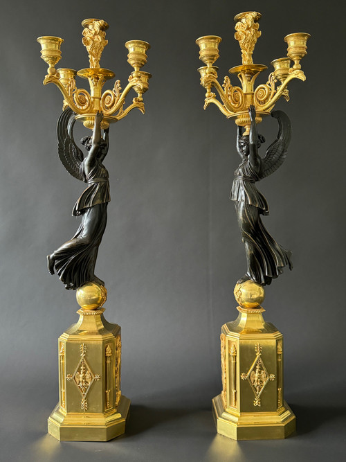 P.P.Thomire, grande paire de candélabres d'époque Empire. 