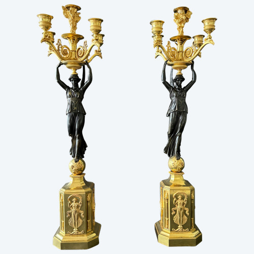 P.P.Thomire, grande paire de candélabres d'époque Empire. 