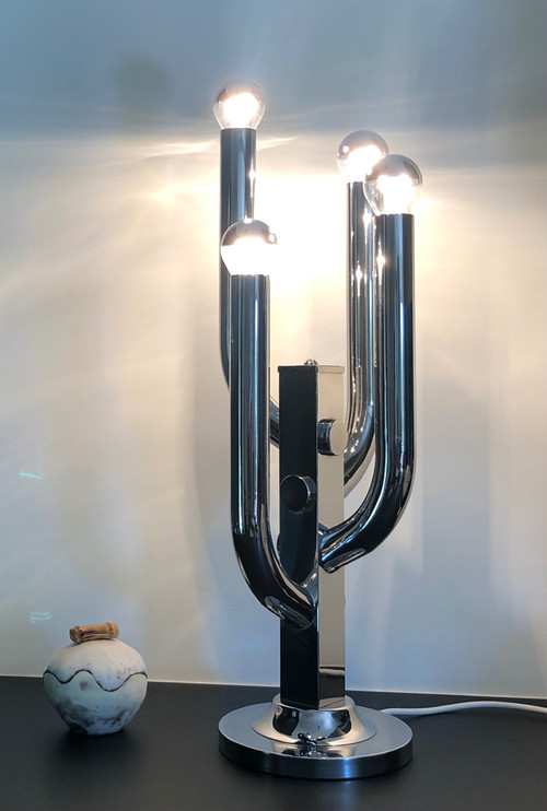 Verchromte Wohnzimmerlampe "Cactus", Italien 70er Jahre