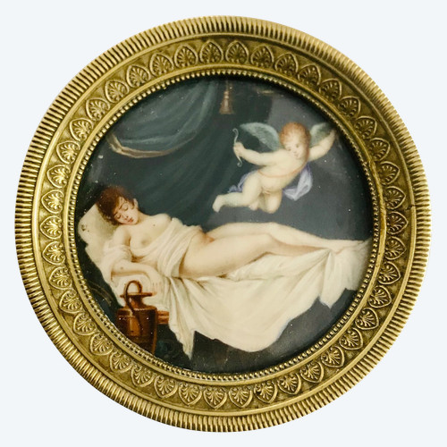 Miniatur Mythologie Allegorie der Liebe Eros Amor Psyche
