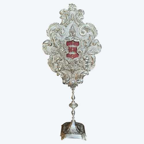 Reliquary Monstrance In Silvered And Repoussé Copper - Spain - 19th century