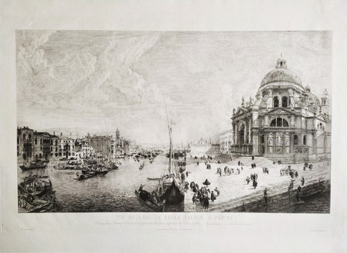 Venice View Of The Della Salute Church Engraving Etching 19th Century Old Print
