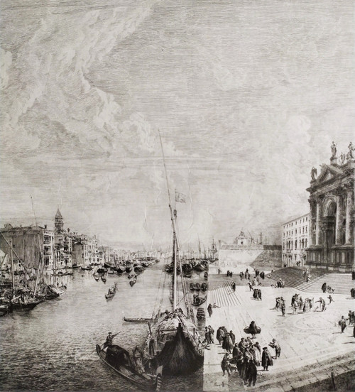 Venice View Of The Della Salute Church Engraving Etching 19th Century Old Print