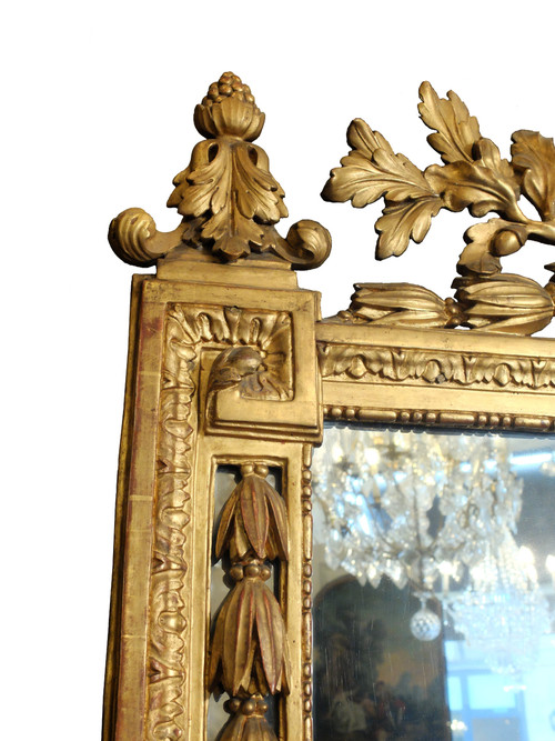 Important miroir d'époque Louis XVI en bois doré