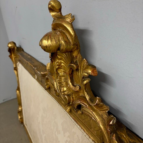 Tête de lit ancienne Louis Philippe 1840 à feuilles d'or. Dimensions L 192 H 98