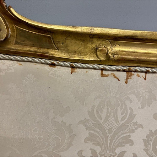 Tête de lit ancienne Louis Philippe 1840 à feuilles d'or. Dimensions L 192 H 98