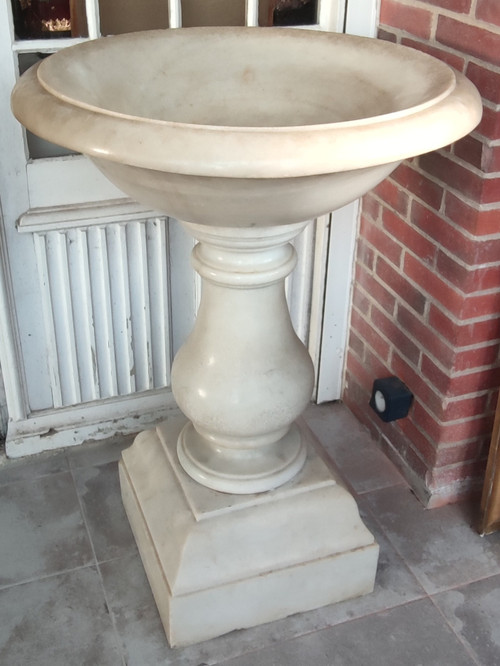 Antique large stoup Carrara marble