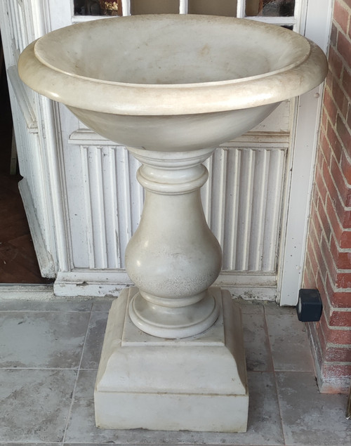 Antique large stoup Carrara marble