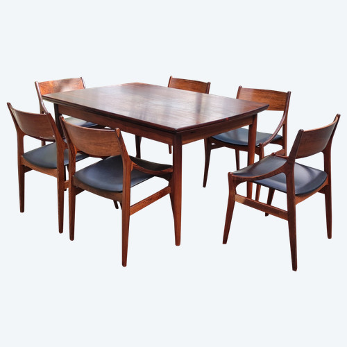 Design Table+6 Chaises Design scandinave par Vestervig Eriksen  Pour Tromborg  Danemark