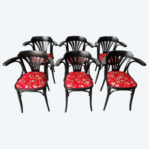 6 THONET style vintage bistro armchairs Fully restored