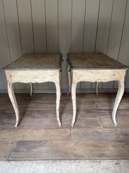 Table bureau ( paire) Louis XV 2 tiroirs datant de la fin du 19e siècle patine 