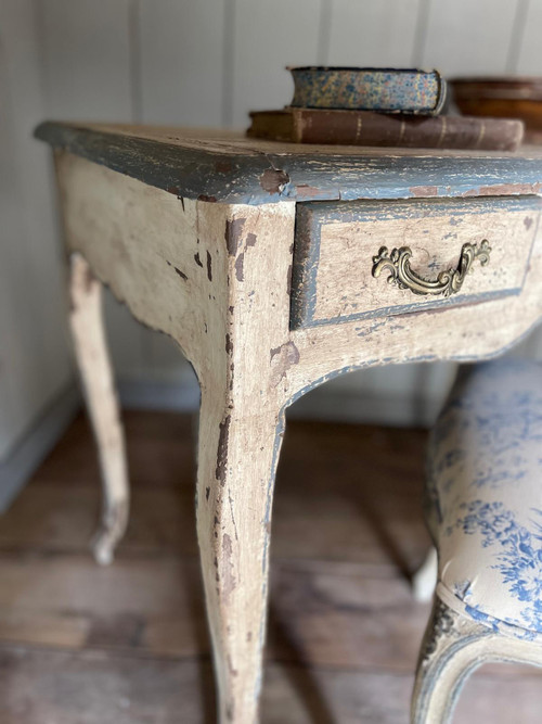 Table bureau ( paire) Louis XV 2 tiroirs datant de la fin du 19e siècle patine 