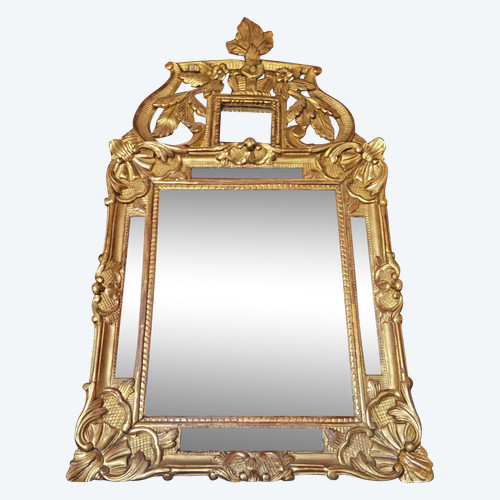 Miroir En Bois Doré à Parcloses époque XVIIIème 50x96 Cm