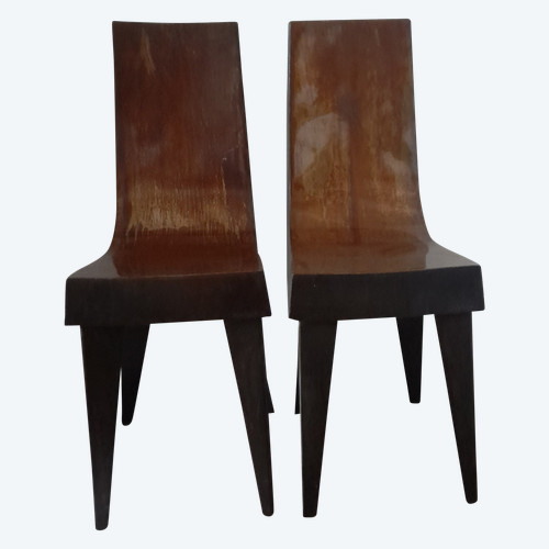 Pair of metal chairs by Morisset Pascal circa 80/90