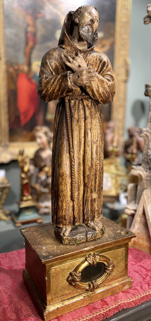 Reliquary Base In Carved And Gilded Wood - 17th century