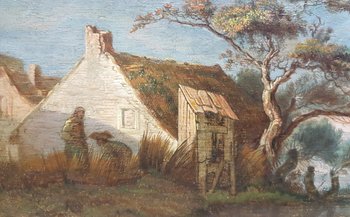 Johann Melchior ROOS (Attribué à) - Berger faisant traverser la rivière à un taureau