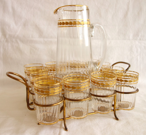 Baccarat: fruit juice service in cut and gilded crystal, circa 1900