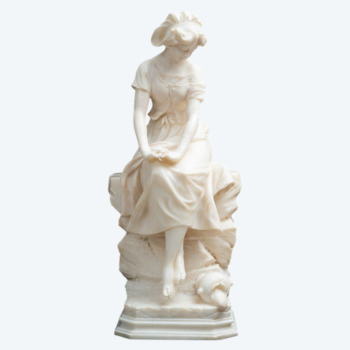 Alte französische Alabasterskulptur Napoleon III. Zeitraum des 19. Jahrhunderts.