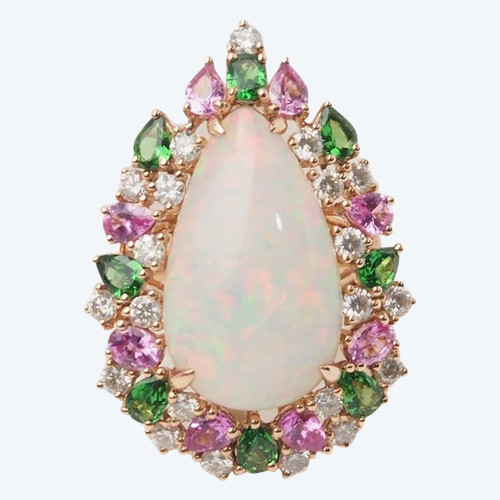 Anello COCKTAIL in oro rosa e cabochon di Opale