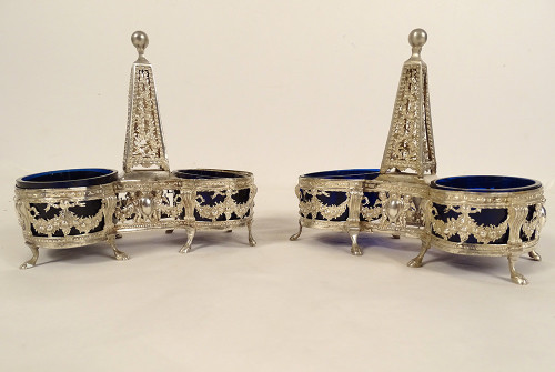 Pair of Louis XVI Silver Double Salt Cellars Farmers General Paris 1782 18th Century