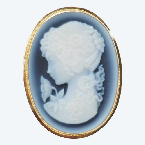 Pendentif broche camée onyx en or jaune 