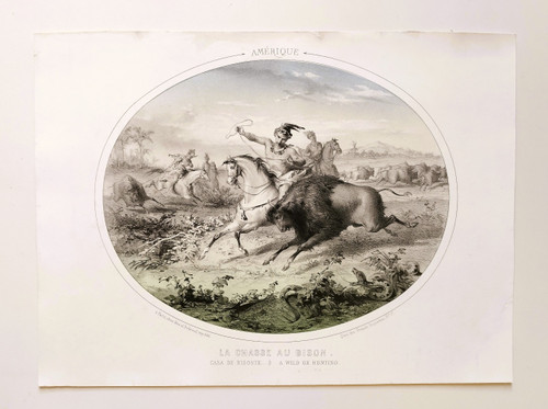 Hunting Horses Four Continents Lithographs Colors By Bès And Dubreuil 19th  C