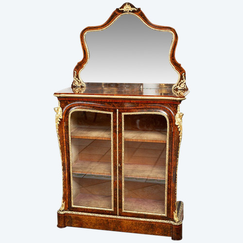 Vitrine Ancienne Victorienne En Noyer, Angleterre Du 19ème Siècle.