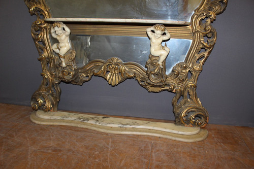 Very Large Italian Rococo Mirror and Console Circa 1950