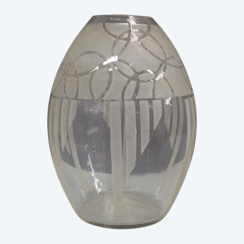 Art Deco Vase with Geometric Decor by Georges Chevalier