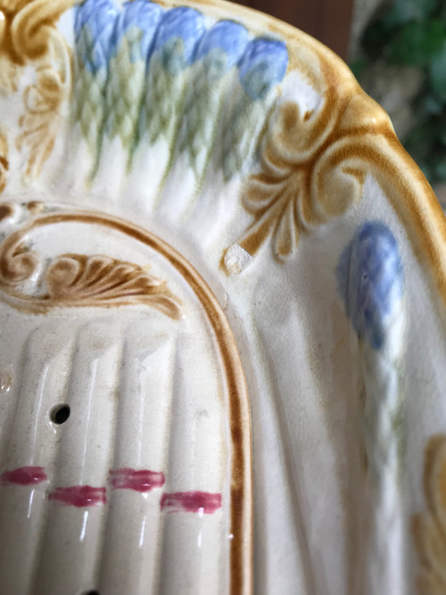 19th century asparagus dish in fine earthenware