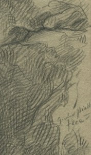 Giulio PIATTI (1816-1872) - Italie - Femme sur un rocher - Dessin original ancien
