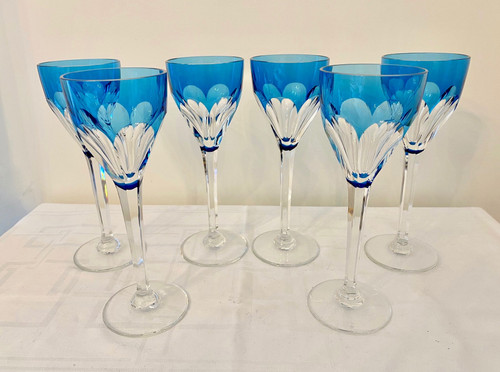 6 Roemer glasses Saint Louis crystal