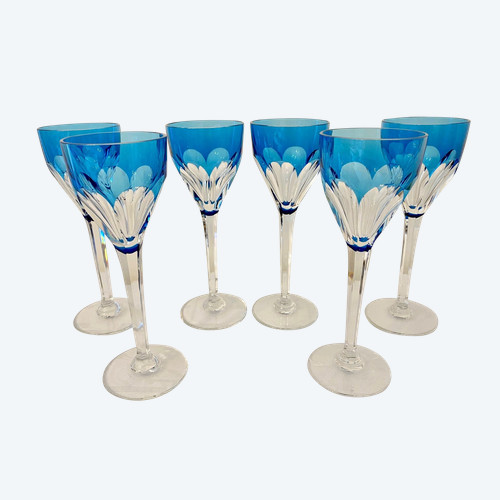 6 Roemer glasses Saint Louis crystal