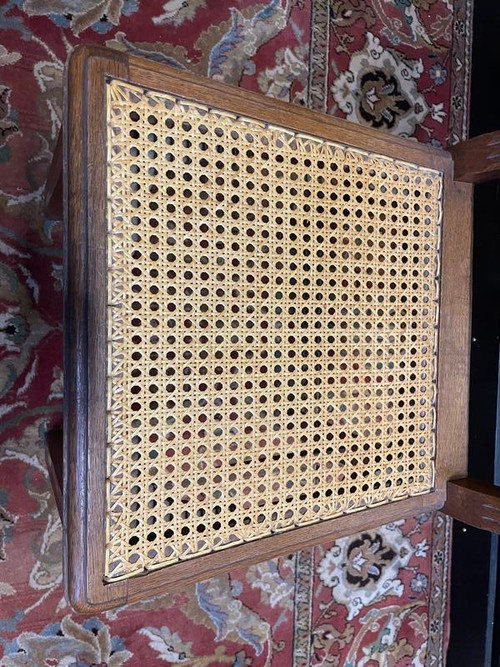 Suite de 6 chaises époque Art Déco en chêne et cannage - cannées 