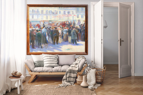 Daniel Réal 1877-1931 Le défilé des dragons-lanciers, tableau militaire, 1904