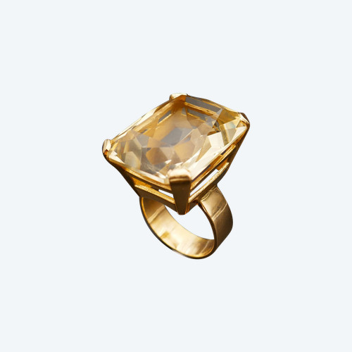 Anello Con Un Importante Citrino, Oro 18 Carati.