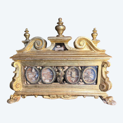 Caccia al reliquiario con 24 reliquie di Santi Martiri - XVIII Secolo