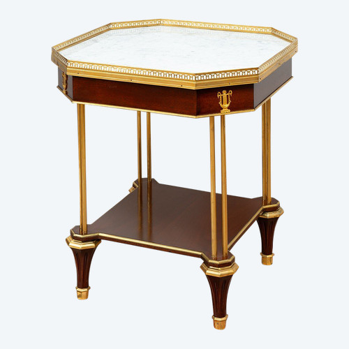 Petit Table Octogonale Ancienne Napoléon III France 19ème Siècle.