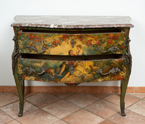 Antique French Napoleon III chest of drawers, 19th century.