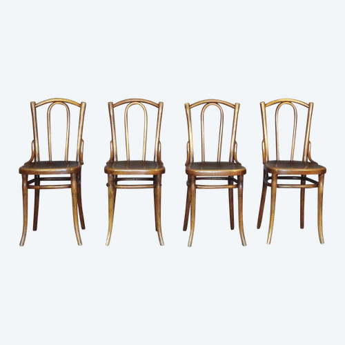 Set de 4 chaises bistrot Thonet N°56 version 1/2, vers 1910