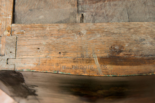 Antiker französischer Louis XIV Nachttisch mit dem Stempel „dubois 1683“.
