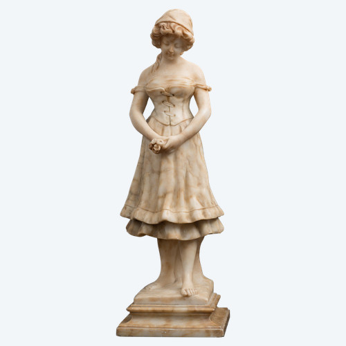 Ancienne Sculpture Française Napoléon III En Albâtre Signée Le Roy, 19ème Siècle.