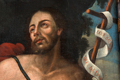 Dipinto antico Rappresentante San Giovanni Battista. Toscana XVIII secolo.