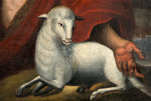 Dipinto antico Rappresentante San Giovanni Battista. Toscana XVIII secolo.