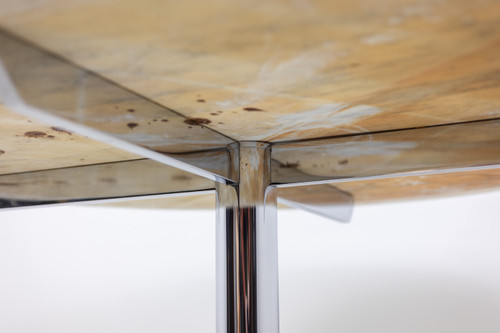 Florence Knoll for Knoll. Table in marble and chromed metal. Circa 1960. LS55671908U