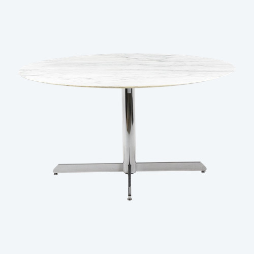 Florence Knoll for Knoll. Table in marble and chromed metal. Circa 1960. LS55671908U