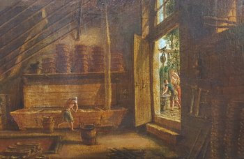 Scuola francese della prima metà dell'800 - Interno di una panetteria