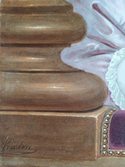 Gravure aquarellée XIXème Belle de nuit 