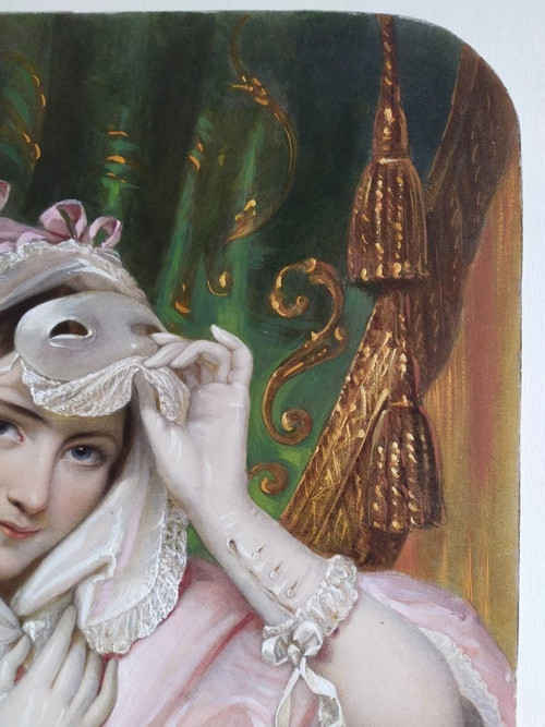 Gravure aquarellée XIXème Belle de nuit 